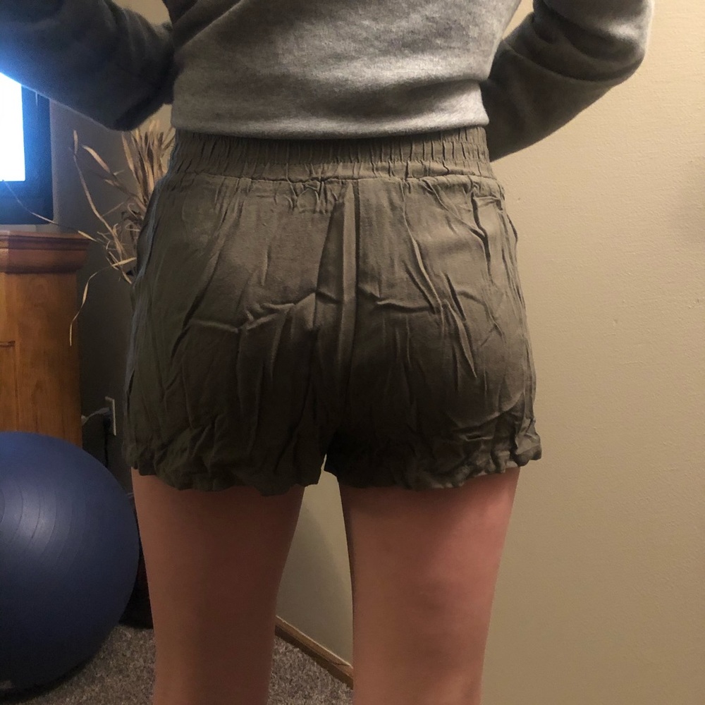 Army Green Flowy Shorts